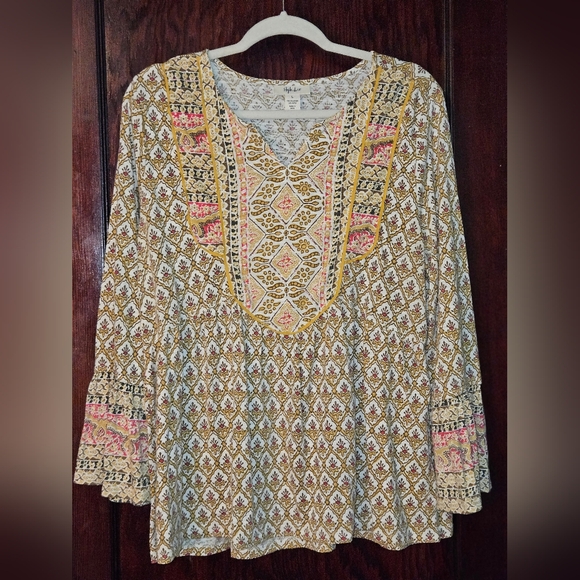 Style & Co. Tops - Stlye&Co, L, Multi, Bohemian Peasant Top